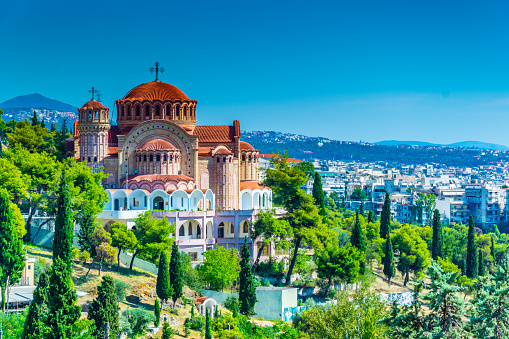 View of St. Paul's Cathedral in Thessaloniki, Greece.