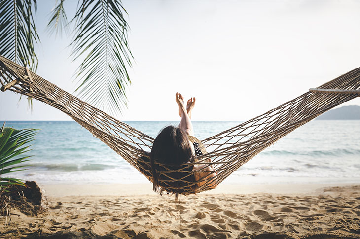 relax on beach. debt-free life